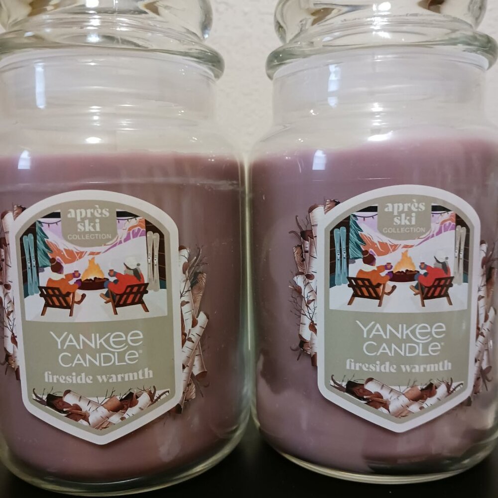 YANKEE CANDLE Fireside Warmth Original Jar Candles 22oz LOT OF 2 JARS NEW HTF